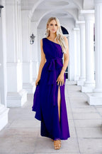 Ladies Chiffon One Shoulder Bridesmaid Evening Dress Wedding Party Evening Dress 28133
