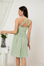 Baoleely Women Chiffon Short One Shoulder Bridesmaid Dress Formal Dresses for Party Homecoming 2804