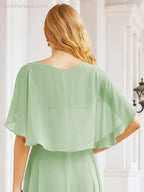 Numbersea Bridesmaid Dresses for Wedding Formal Evening Party Prom Gown with Cape 28050
