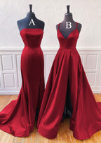 A-line Trumpet/Mermaid Sleeveless Sweep Train Satin Prom Dress With Split