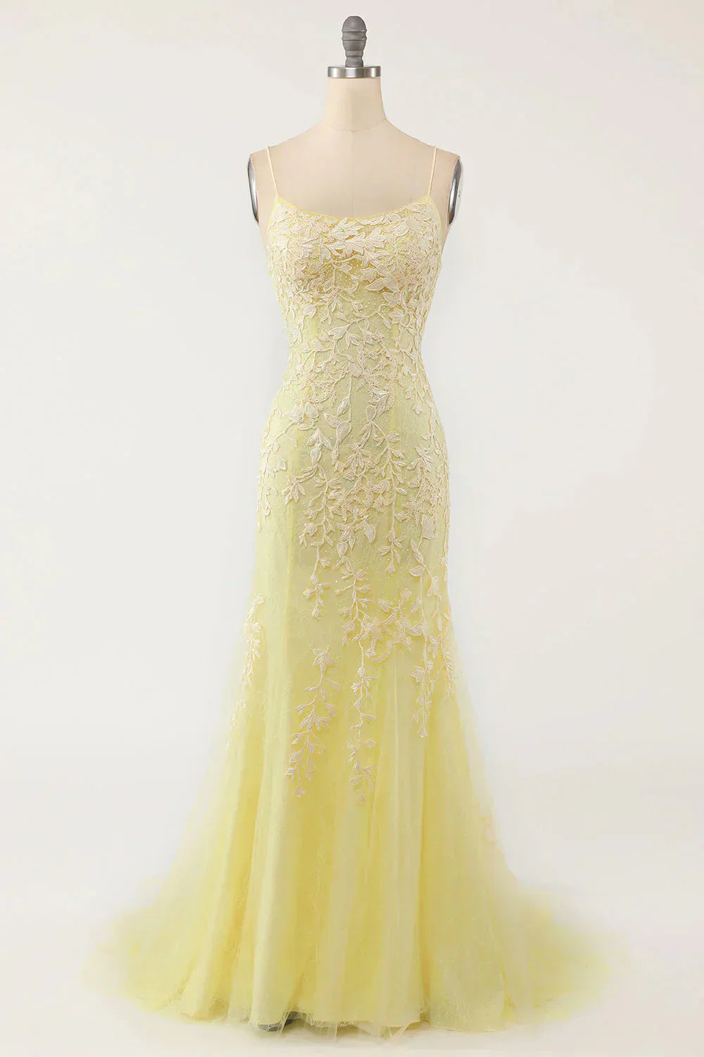 Mermaid Spaghetti Straps Long Prom Dress with Appliques