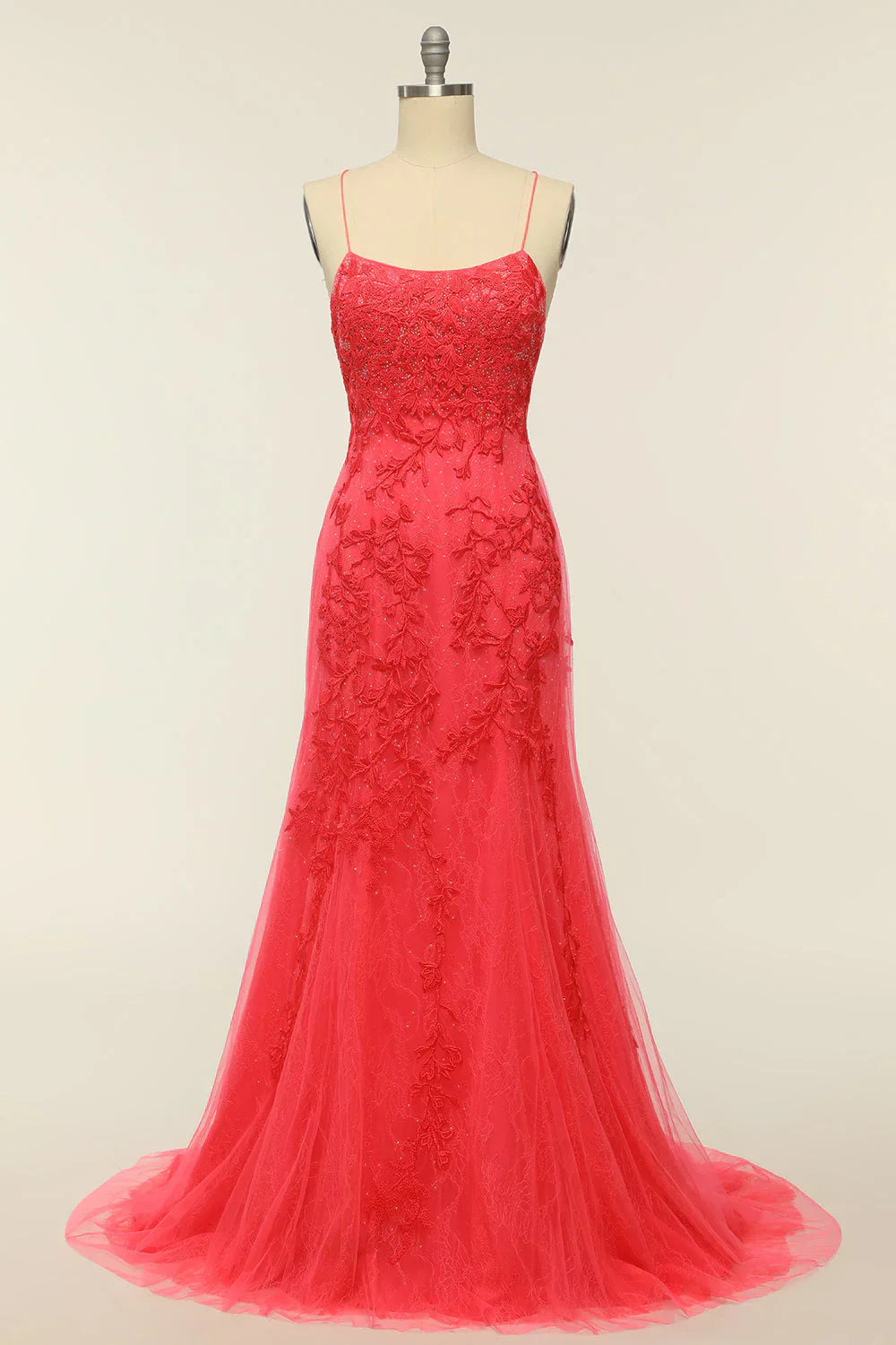 Mermaid Spaghetti Straps Long Prom Dress with Appliques