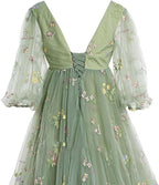 Embroidery Tulle Robe Maternity Dress for Photoshoot Ball Gown Slit Pregnancy Baby Shower Gown