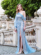 Baoleely Sheath Column Fashion Evening Dresses High Split One Shoulder Long Sleeveless Floor Length Prom Dresses