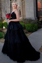 A-Line Spaghetti Straps Long Prom Dress