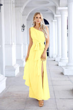 Ladies Chiffon One Shoulder Bridesmaid Evening Dress Wedding Party Evening Dress 28133