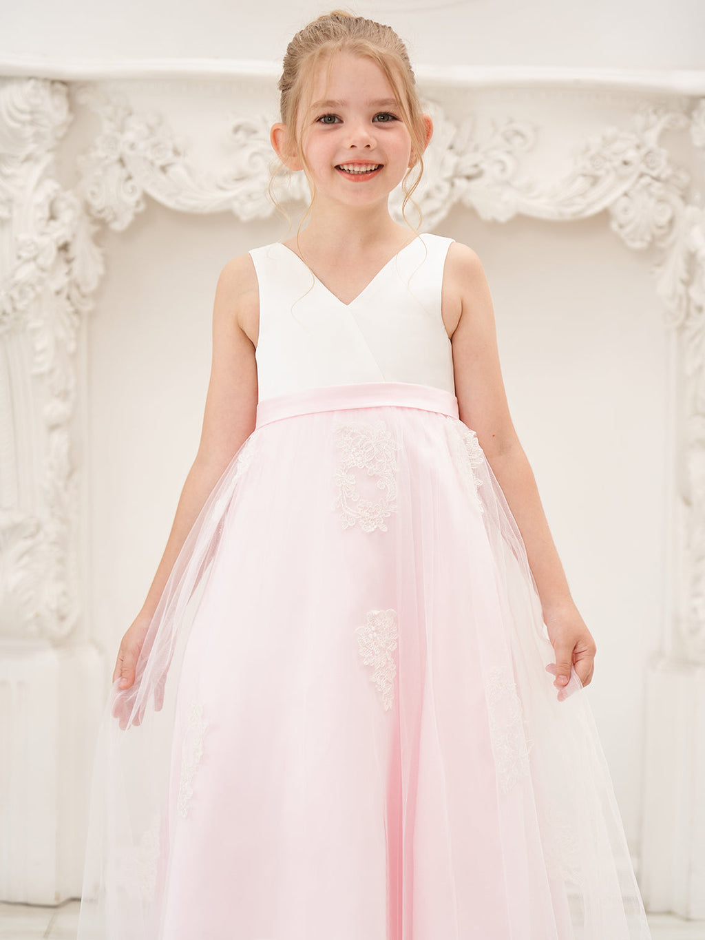 A-line Satin Tulle Ankle-length Pink Dress (2003227111)