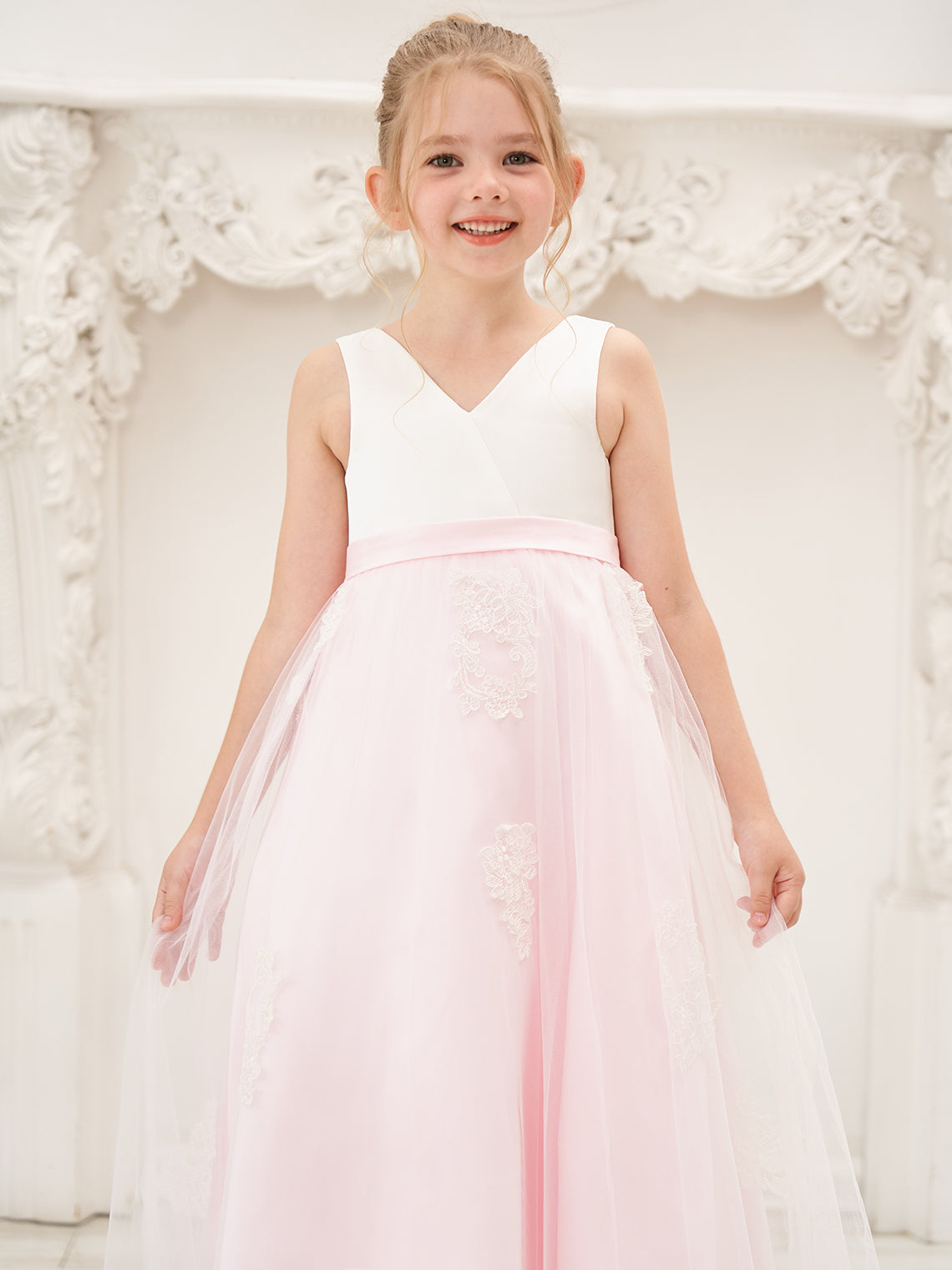 A-line Satin Tulle Ankle-length Pink Dress (2003227111)