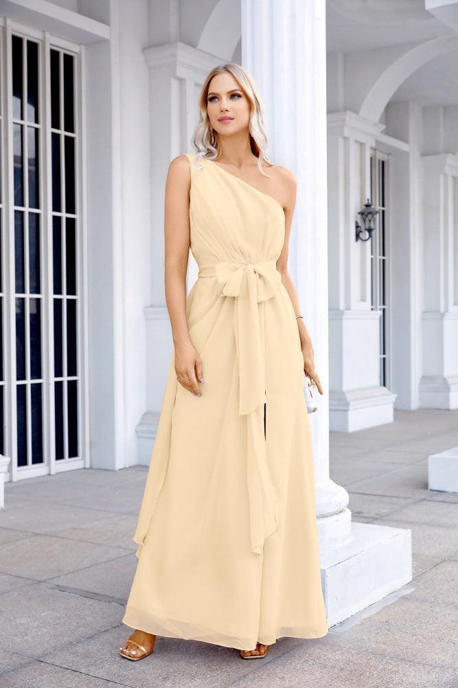 Ladies Chiffon One Shoulder Bridesmaid Evening Dress Wedding Party Evening Dress 28133