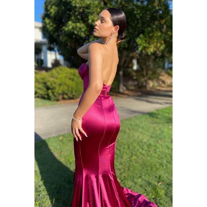 Sweetheart Elastic Satin Mermaid Prom Dress Long