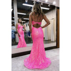 Trumpet/Mermaid Couture & Ornate Straps V-neck Sequins Evening Party Prom Dress