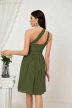 Baoleely Women Chiffon Short One Shoulder Bridesmaid Dress Formal Dresses for Party Homecoming 2804
