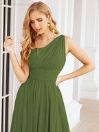 Numbersea One Shoulder Bridesmaid Dresses Long Maxi Formal Evening Party Prom Gowns 28061
