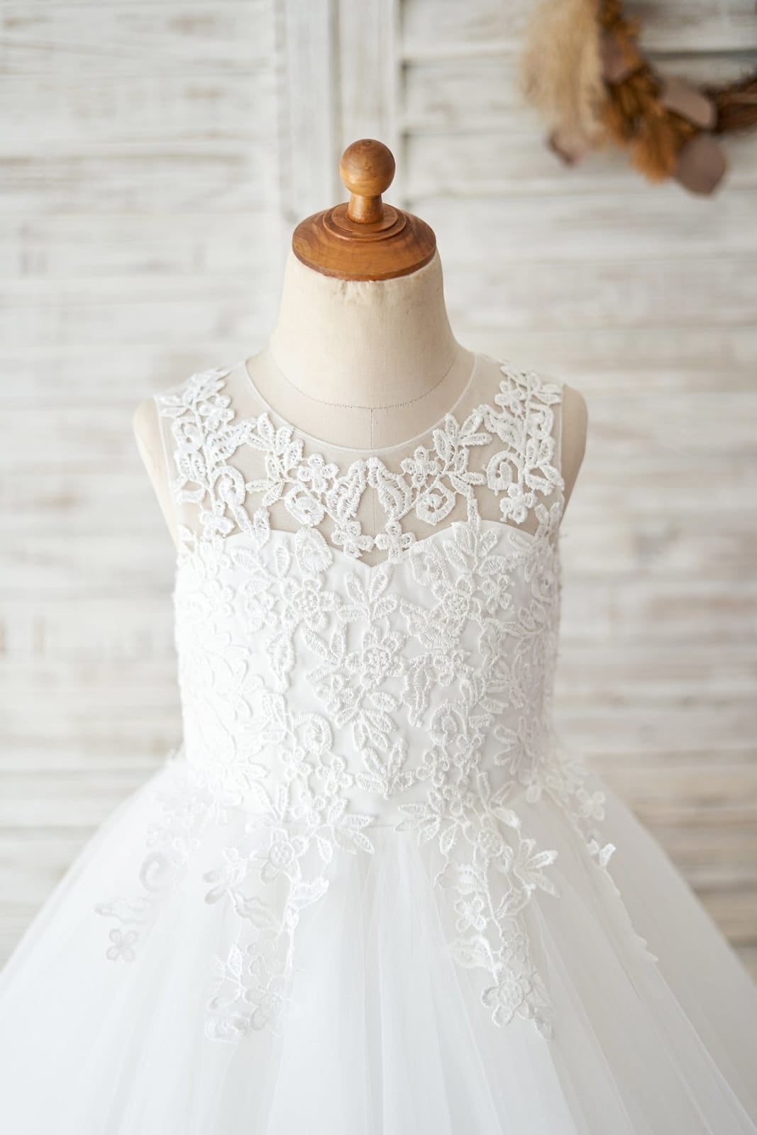 A-line Tulle Knee-length First Communion Flower Girl Dress