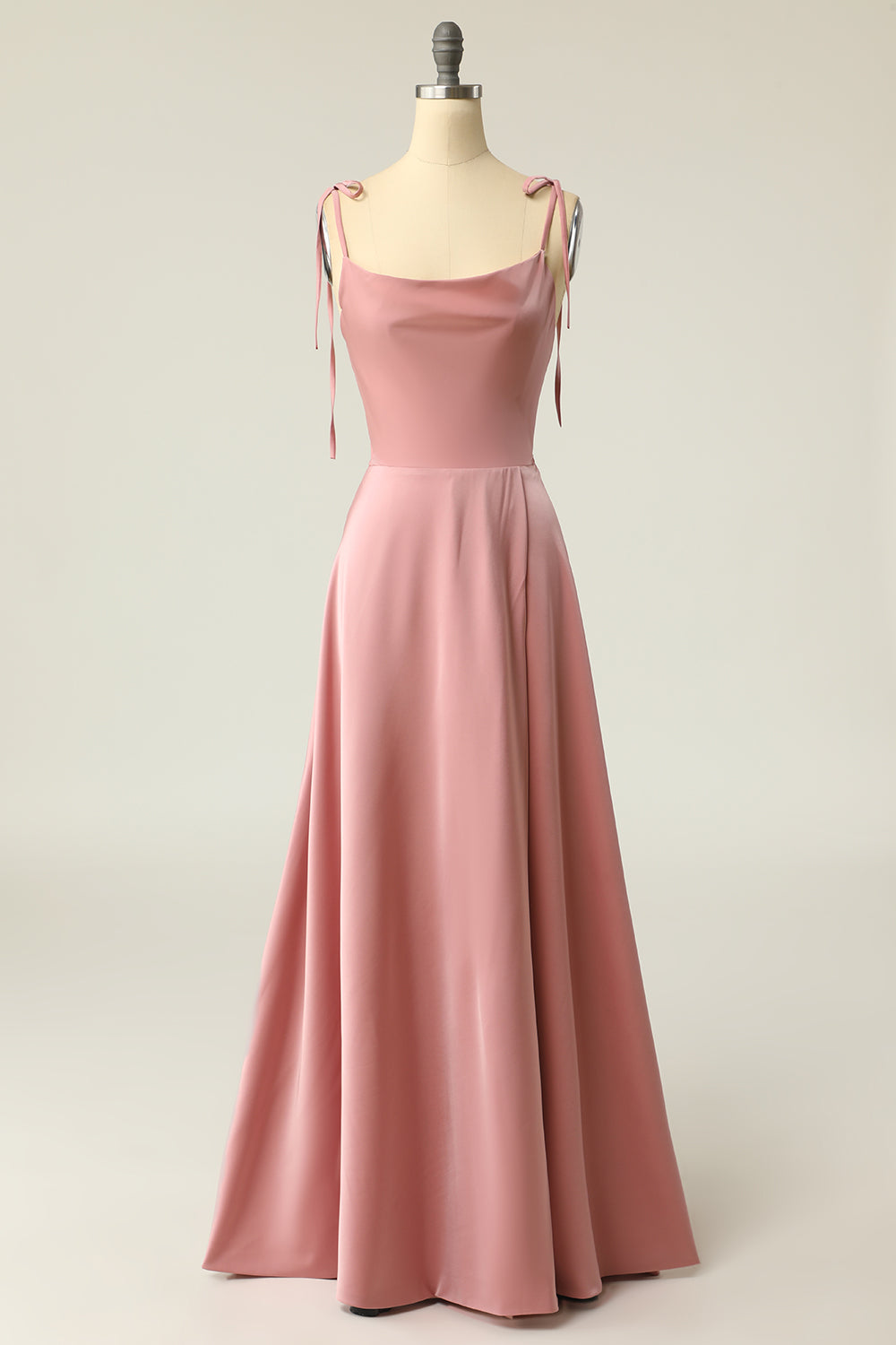 A Line Spaghetti Straps Light Green Long Prom Dress with Silt