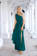 Ladies Chiffon One Shoulder Bridesmaid Evening Dress Wedding Party Evening Dress 28133