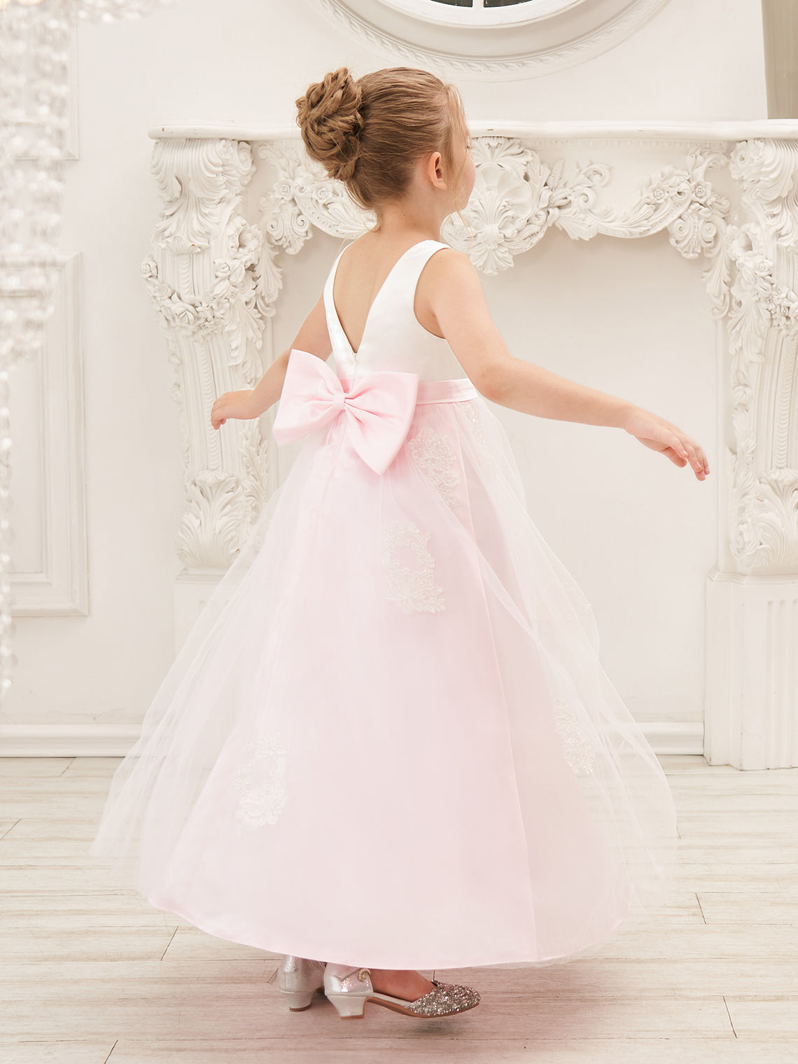A-line Satin Tulle Ankle-length Pink Dress (2003227111)