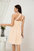 Baoleely Women Chiffon Short One Shoulder Bridesmaid Dress Formal Dresses for Party Homecoming 2804