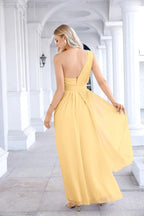 Ladies Chiffon One Shoulder Bridesmaid Evening Dress Wedding Party Evening Dress 28133