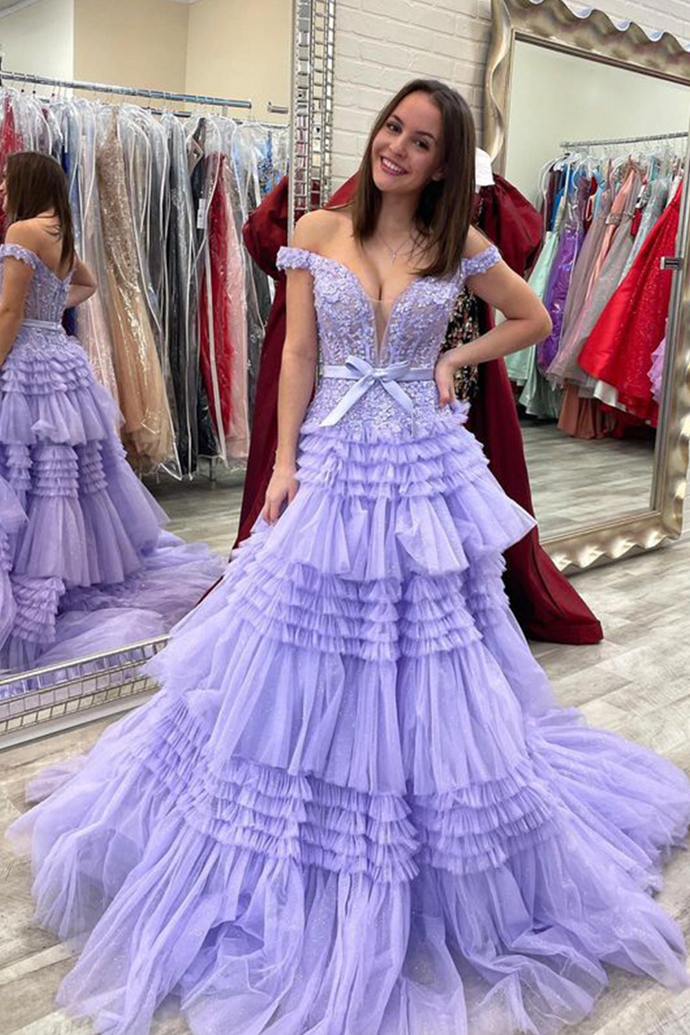 Princess A Line Off the Shoulder Ivory Long Prom Dress with Ruffles