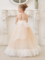 A-line Organza Tulle Floor-length Pink Dress (010226975)