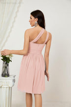 Baoleely Women Chiffon Short One Shoulder Bridesmaid Dress Formal Dresses for Party Homecoming 2804
