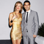 Sexy One-Shoulder Gold Bandage Dress Bodycon Club Party Prom Glitter Dress