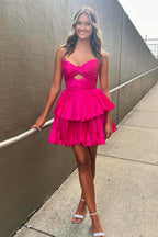A-Line Strapless Keyhole Short Homecoming Dress