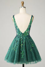 A Line Glitter Homecoming Dress Party Dress with Sequins