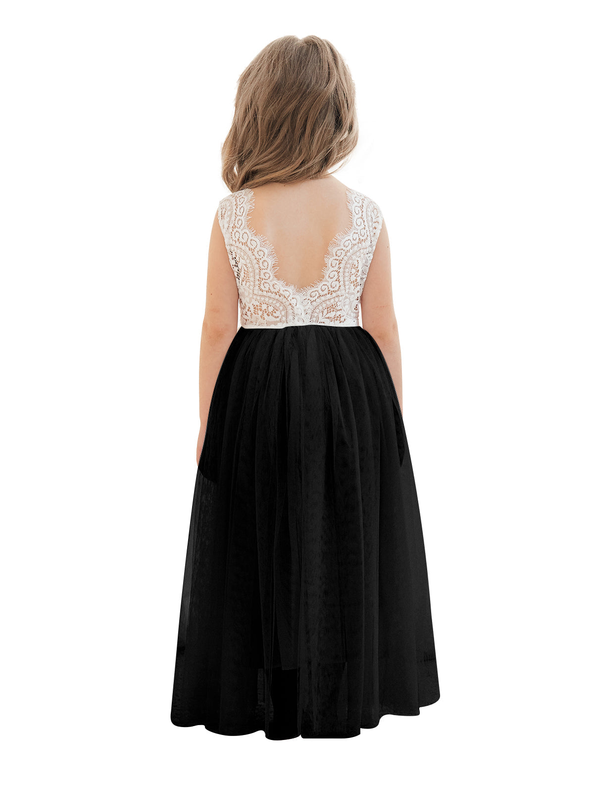 A-line Lace Tulle Ankle-length White Dress (2003227597)