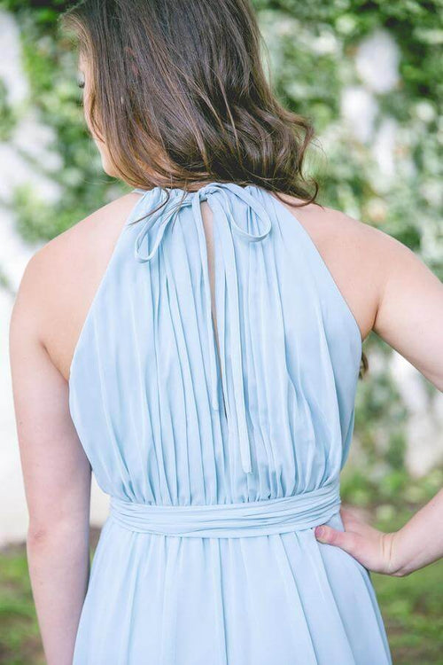 Chiffon A-line Floor-length High Slit Long Bridesmaid Dresses