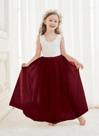 A-line Lace Tulle Ankle-length White Dress (2003227597)