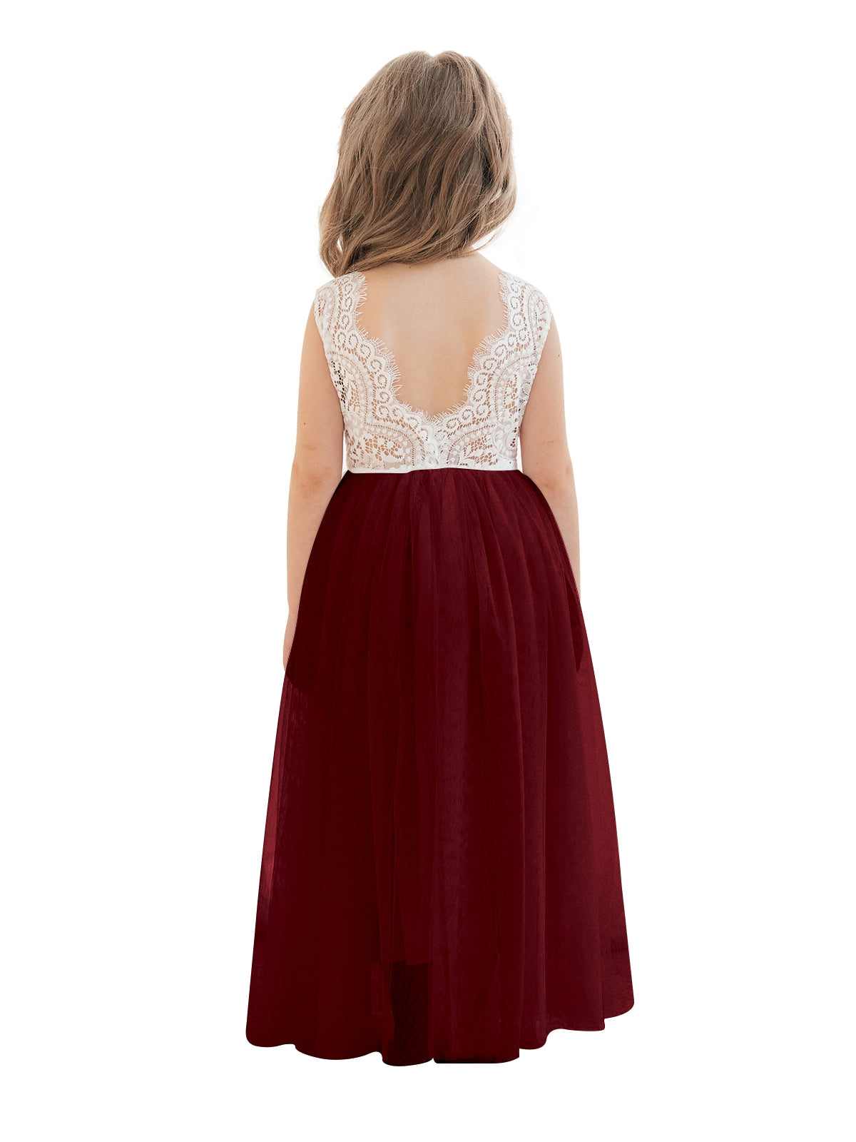 A-line Lace Tulle Ankle-length White Dress (2003227597)