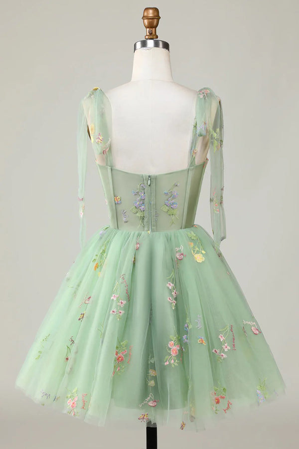 Floral Homecoming Dresses Embroidery A-Line Short Party Dress