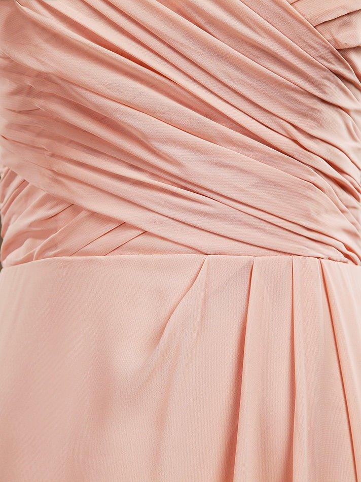 A-Line Floor Length Chiffon Bridesmaid Dress Sweetheart Strapless with Pleats