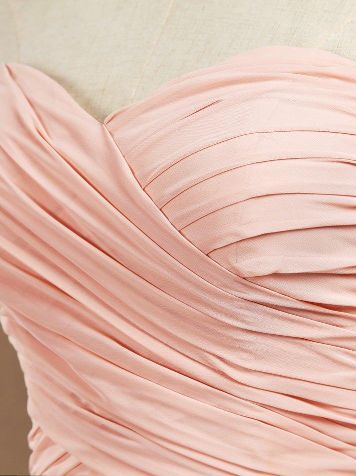 A-Line Floor Length Chiffon Bridesmaid Dress Sweetheart Strapless with Pleats