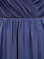 A-Line V-Neck Floor Length Chiffon Prom Formal Evening Dress with Flutter Sleeves