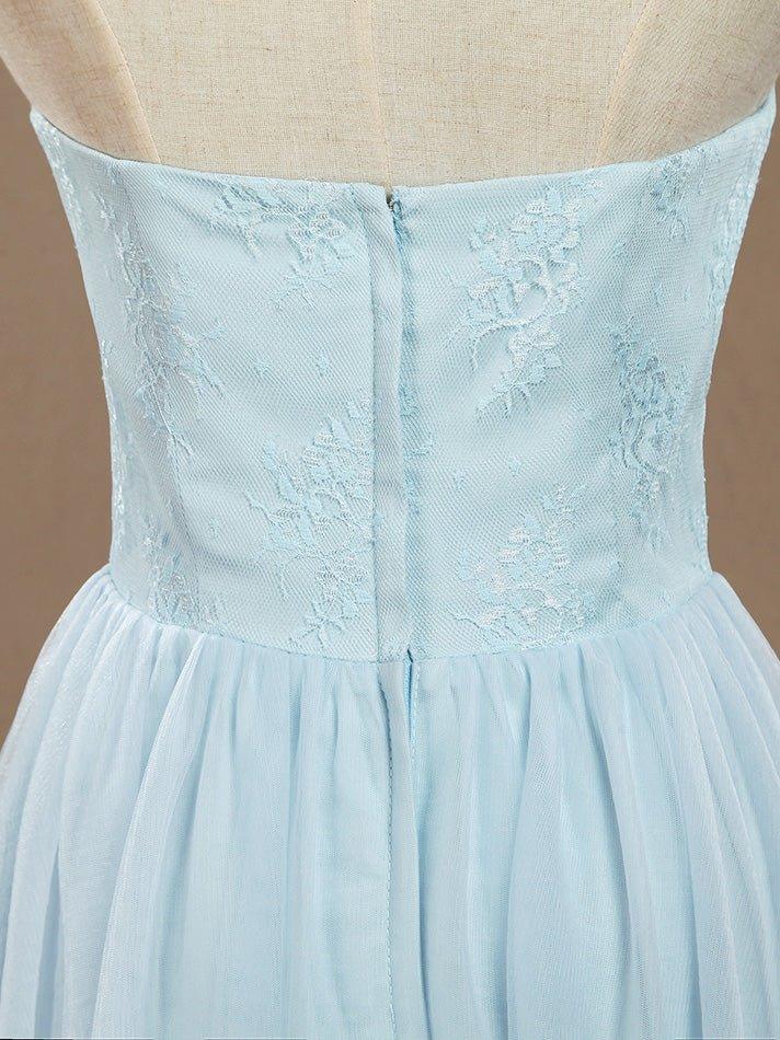 Convertible A-Line Tulle match Lace Floor Length Bridesmaid Dress Sweetheart Neck