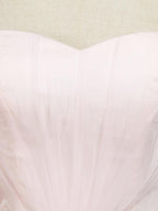 A-Line Tulle Floor Length Bridesmaid Dress Strapless with Belt