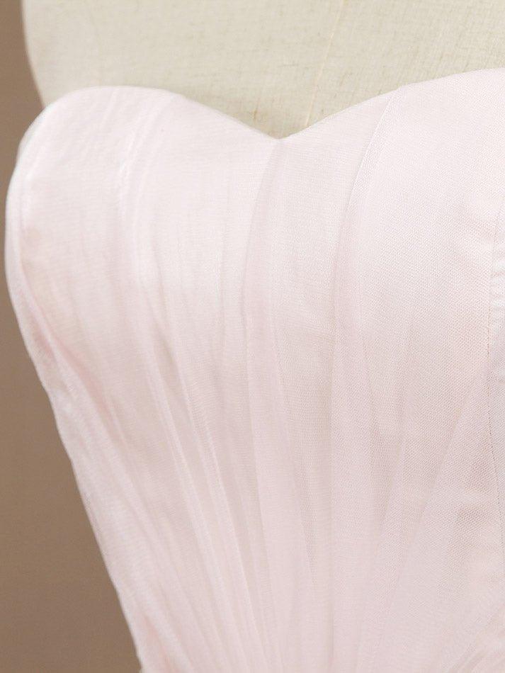 A-Line Tulle Floor Length Bridesmaid Dress Strapless with Belt