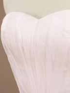 A-Line Tulle Floor Length Bridesmaid Dress Strapless with Belt