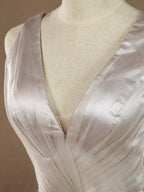 A-Line V-neck Floor Length Tulle Bridesmaid Dress with Belt