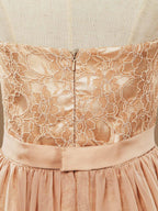 Baoleely Sheath Column Strapless Cocktail Party Prom Dress Short Lace match Long Chiffon Flap