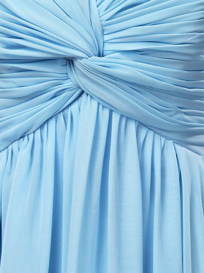 Baoleely Sheath / Column V-neck Floor Length Chiffon Prom Evening Dress with Side Draping Criss Cross Beading