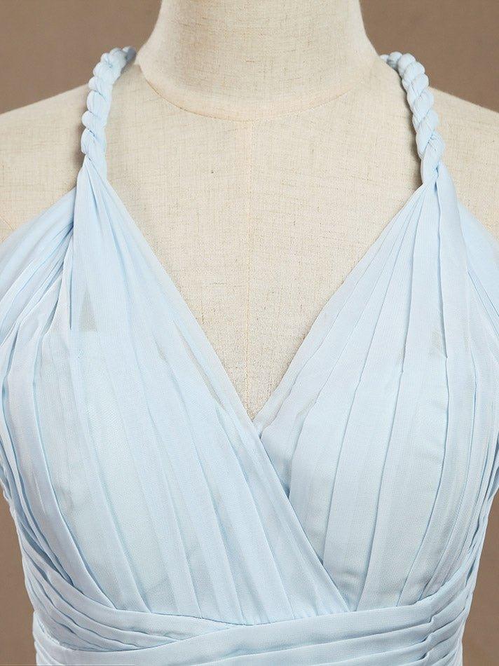 A-Line V-neck Halter Chiffon Floor Length Prom Formal Party Evening Dress Sexy Open Back