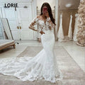 LORIE Boho Wedding Dresses Mermaid Lace Long Sleeves Wedding Gown Vintage White Ivory Custom Made Luxury Bridal Dress 2024