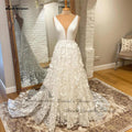 NumberSea NumberSea Luxury Lace Floral Boho Wedding Dress Beach Summer 2025 Vestidos Civil Bridal Wedding Gowns Plunging V Neck