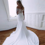 New Arrival Satin Long Sleeves Mermaid With Wedding Dresses