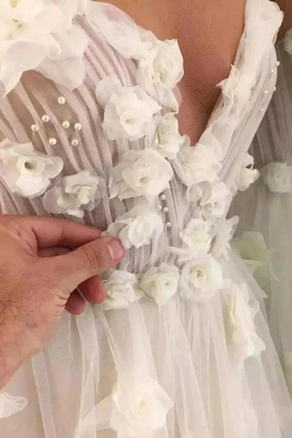 New Arrival Sweetheart A Line Tulle With Beading Floral Wedding Dresses