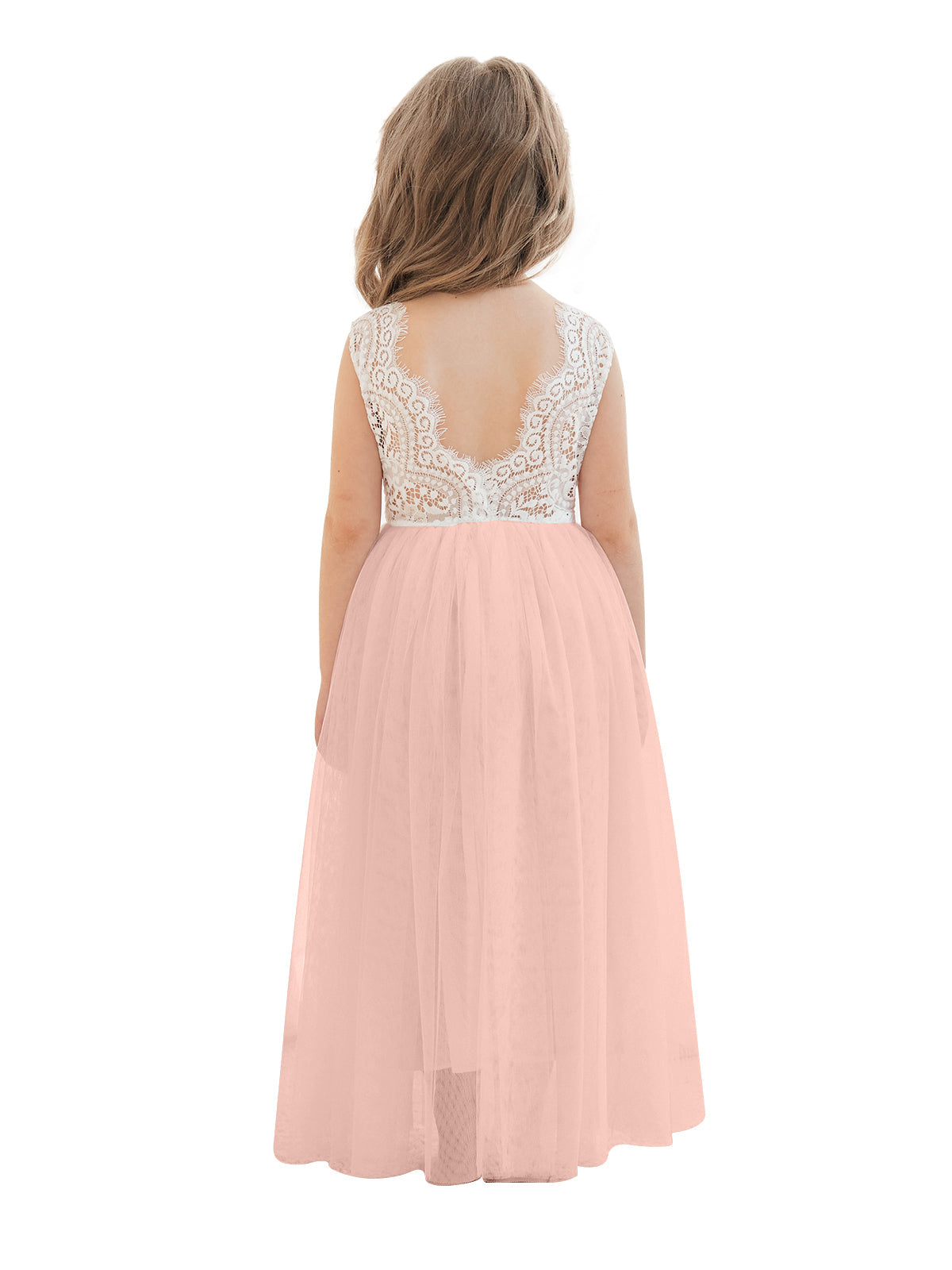 A-line Lace Tulle Ankle-length White Dress (2003227597)